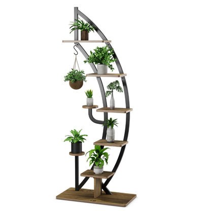 Pflanzenregal, Blumenständer, Blumentreppe, 7-Stufiger Hoher Metall-Pflanzenständer Leiter-Pflanzenregal, Costway, 2