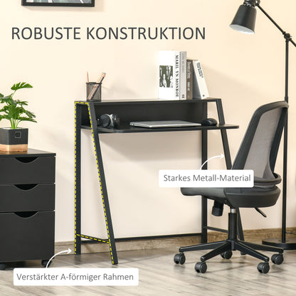 HOMCOM – Kompakter Computertisch mit Ablage und Kabeldurchlass, 84 × 45 × 85 cm, Schwarz