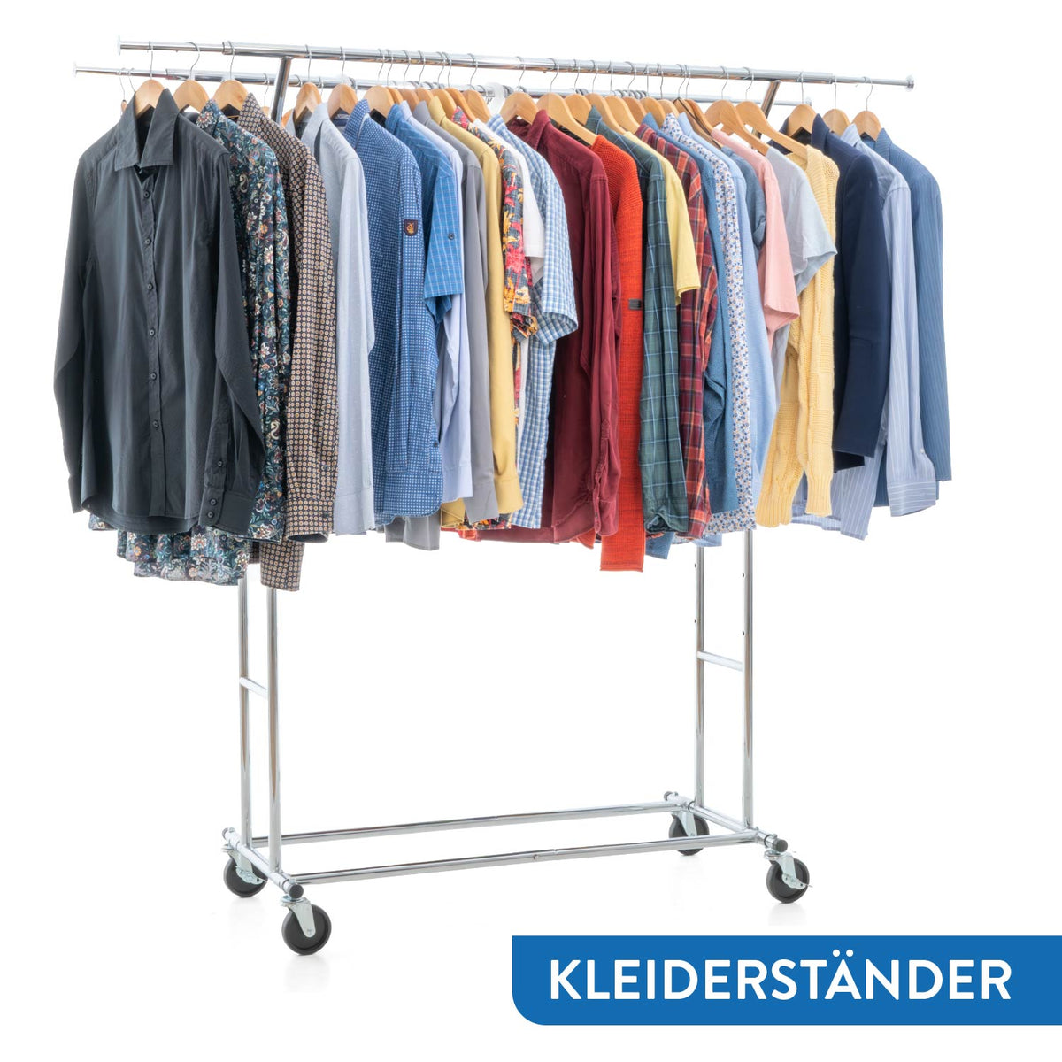 Schwerlast Kleiderständer mit Abdeckung, bis 110 Kg, auf Rädern, 2 Kleiderstangen, Verchromt Stahl, Tatkraft Denver & Safe, 4