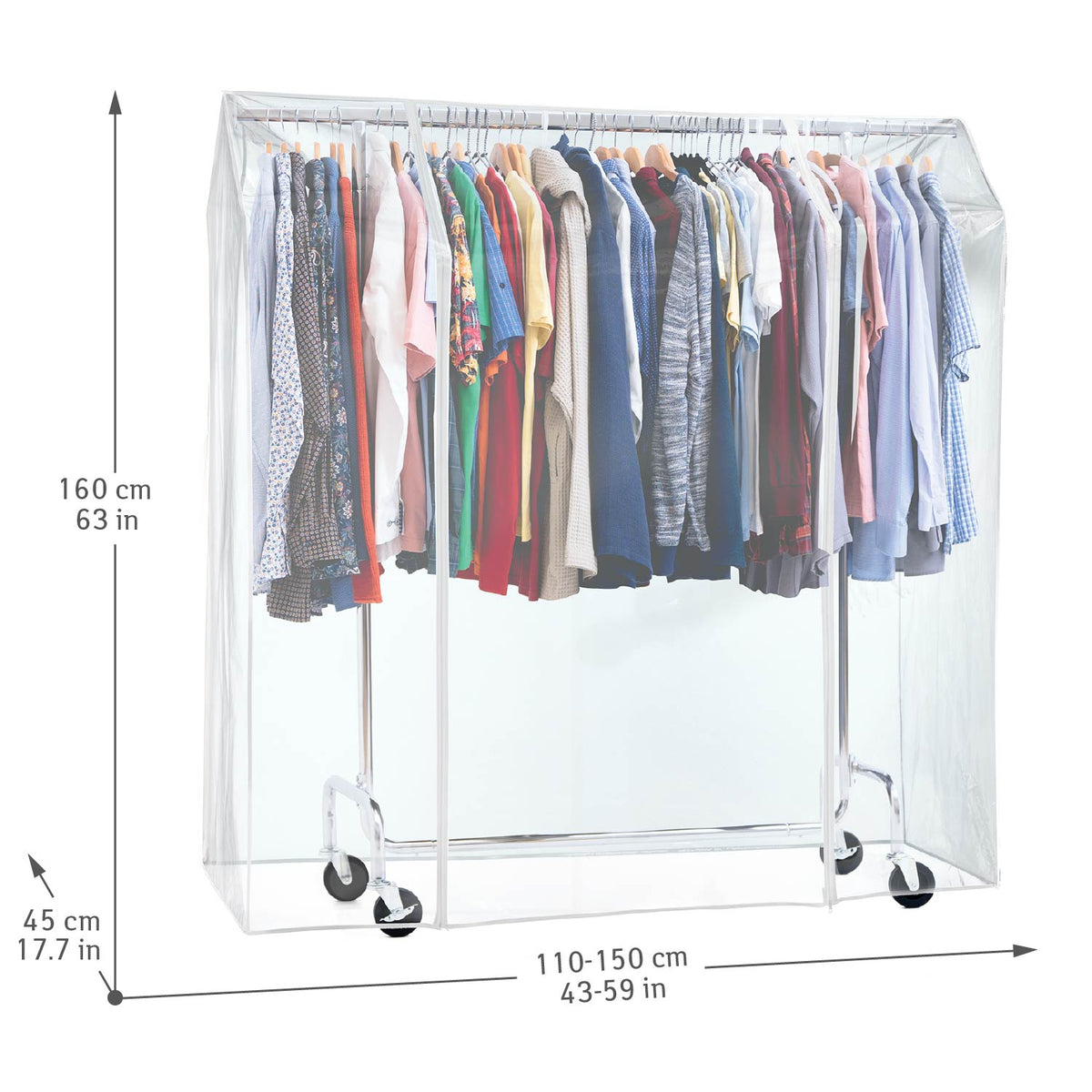 Schwerlast Kleiderständer mit Abdeckung, auf Rädern, bis 130 kg belastbar, Verstellbar, Verchromt Stahl, Tatkraft Didrik & Schild, 2