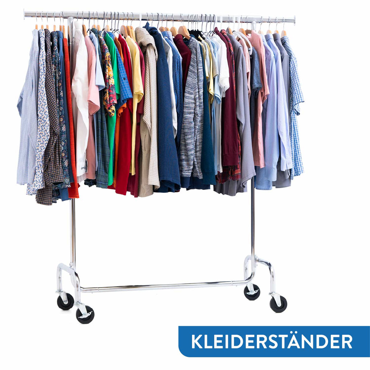 Schwerlast Kleiderständer mit Abdeckung, auf Rädern, bis 130 kg belastbar, Verstellbar, Verchromt Stahl, Tatkraft Didrik & Schild, 3