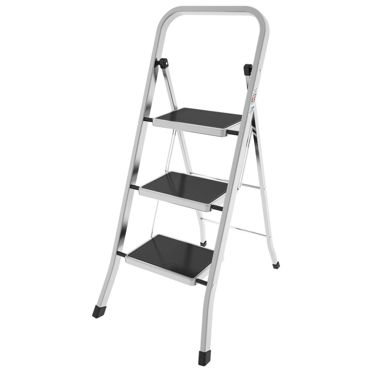 Trittleiter 3 Stufen, Klappleiter Alu, Stufenleiter, Stufengröße 30x21 cm, Max. Belastbar: 150 kg, Hergestellt in Italien, Colombo FACTOTUM ALUMINIUM Trittleiter 3 Stufen, 1