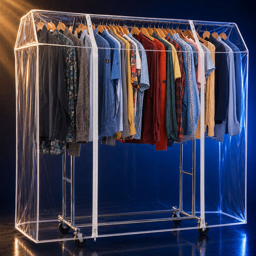 Tatkraft Safe - Kleiderständer Abdeckung, Transparent, 169×90×170 cm, Schutzhülle für Kleiderständer Doppel, 2 Reißverschlüsse, Staubschutz, UV-Schutz