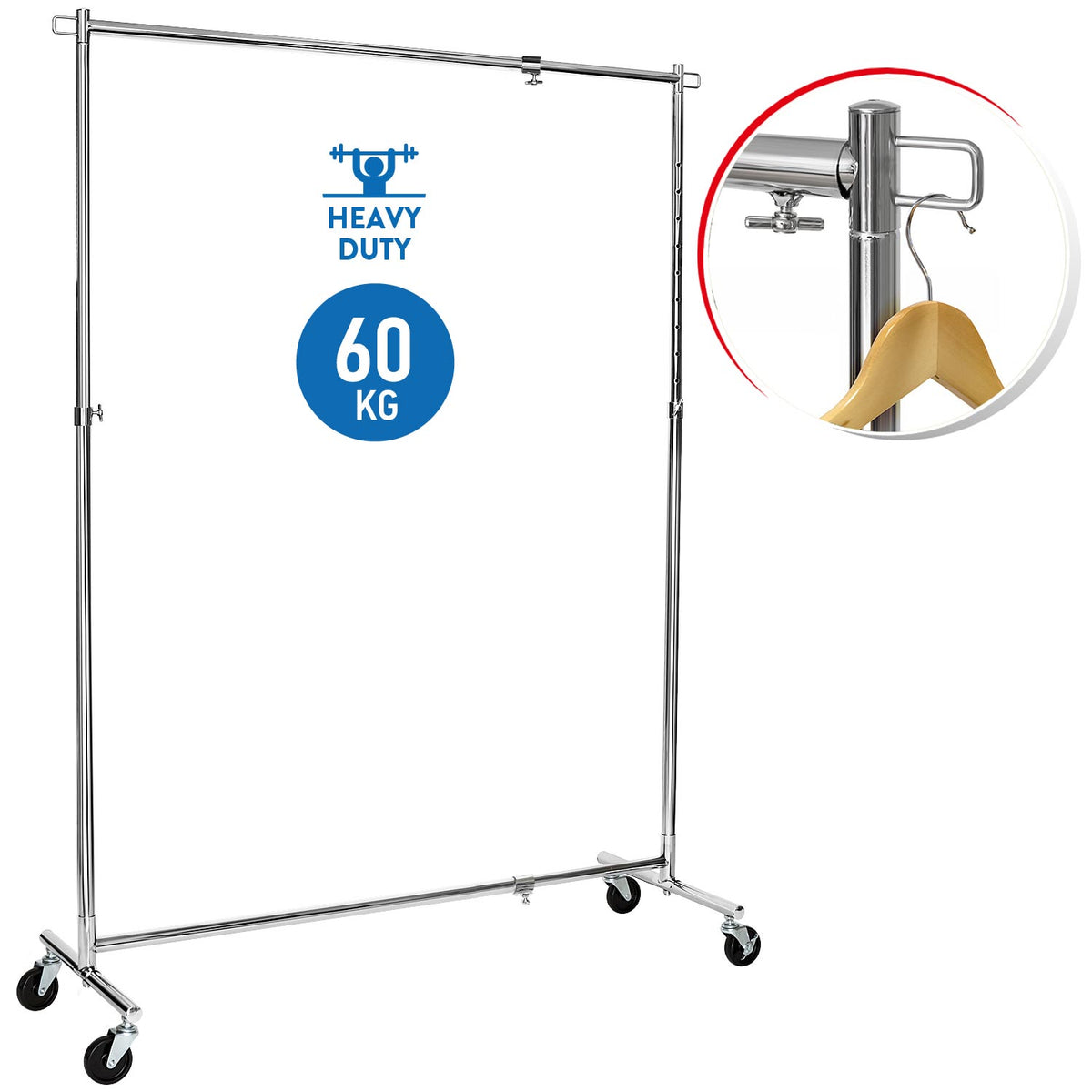 Kleiderständer, Schwerlast Kleiderständer, Kleiderständer auf Rädern,bis 60kg, ausziehbare Kleiderstange, Tatkraft Urban, 6