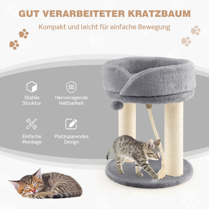 Kratzbaum modern, Kratzbaum stabil, Katzenbaum Katzenkratzbaum mit Weicher Sitzfläche Sisalturm für Katzen, Grau, Costway, 2