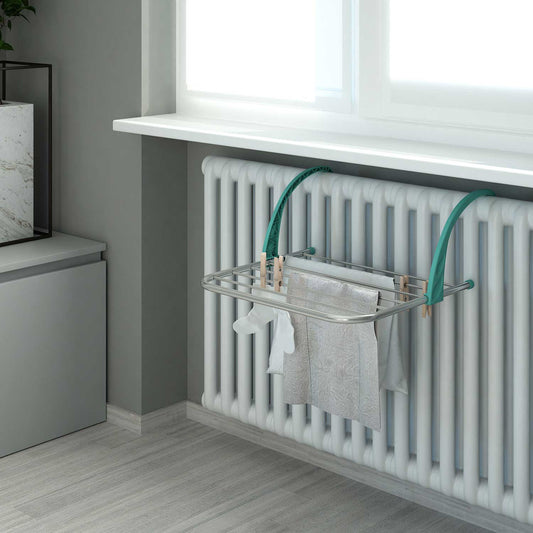 Colombo Gocciolo 5 – Klappbarer Heizkörper- und Balkonwäscheständer aus Aluminium, 5 m Trockenlänge, Made in Italy