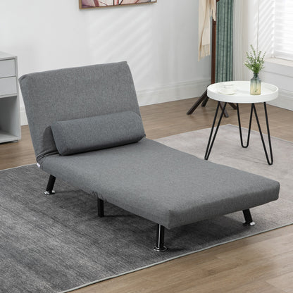 Schlafsofa, Schlafsessel, bis 150 Kg, Klappsessel mit Bettfunktion, Verstellbare Rückenlehne, Dunkelgrau, HOMCOM, 1