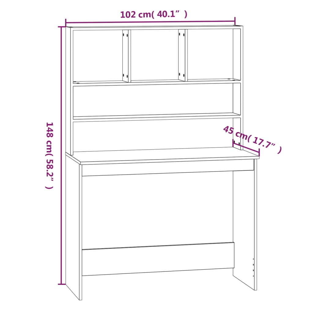 Schreibtisch, Schreibtisch mit Stauraum, Schreibtisch weiß, Schreibtisch Holz, Schreibtisch mit Regal, vidaXL, 8