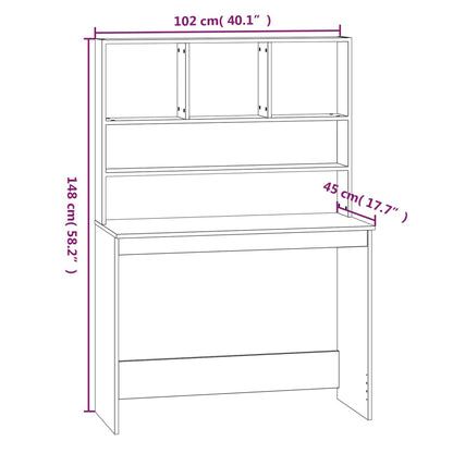 Schreibtisch, Schreibtisch mit Stauraum, Schreibtisch weiß, Schreibtisch Holz, Schreibtisch mit Regal, vidaXL, 8