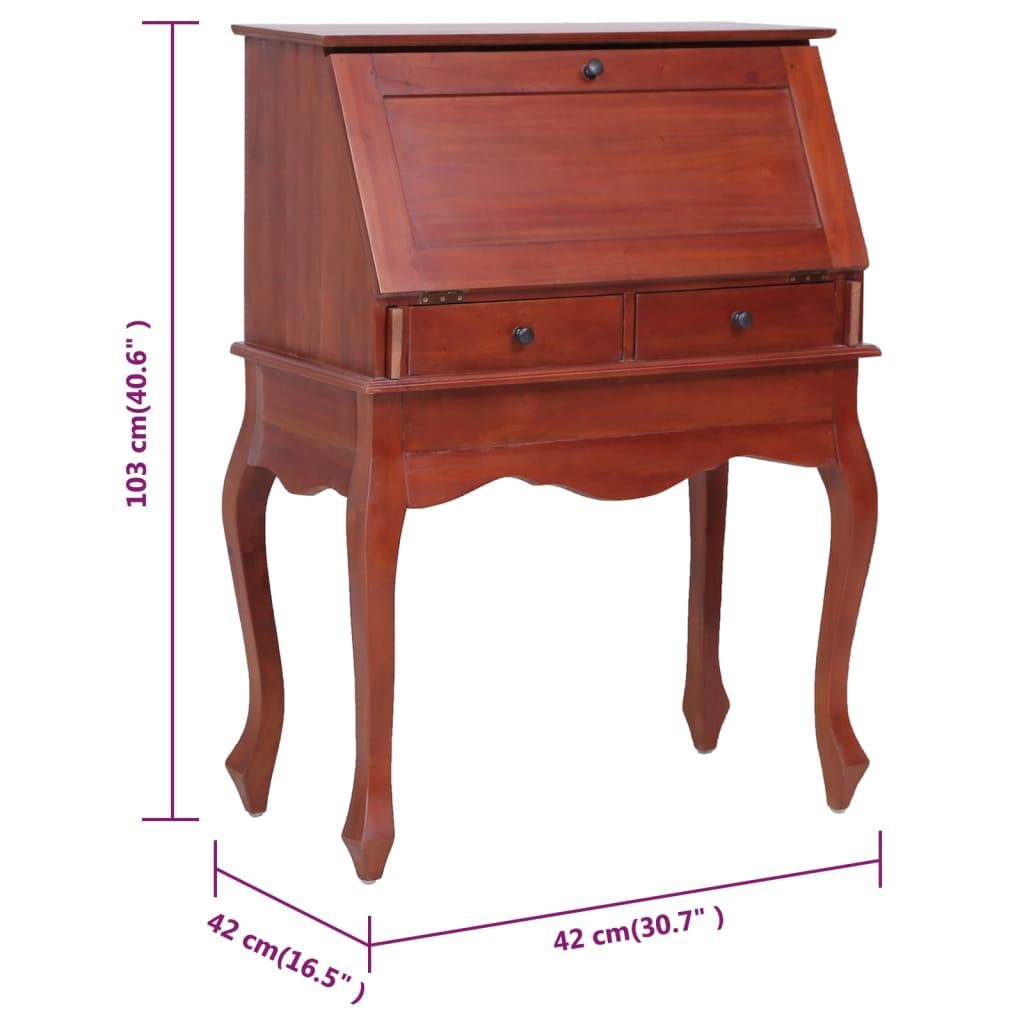 Sekretär, Kleiner Schreibtisch, 78×42×103 cm,  Massivholz Mahagoni, vidaXL, 5