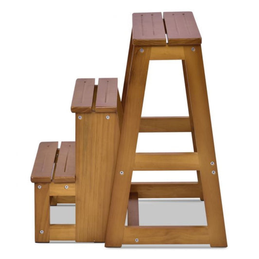 Trittleiter, Trittleiter 3 Stufen, Tritt Klappbar, Trittleiter Holz, Trittleiter Klappbar, Tritthocker, Holzleiter, Costway, 2