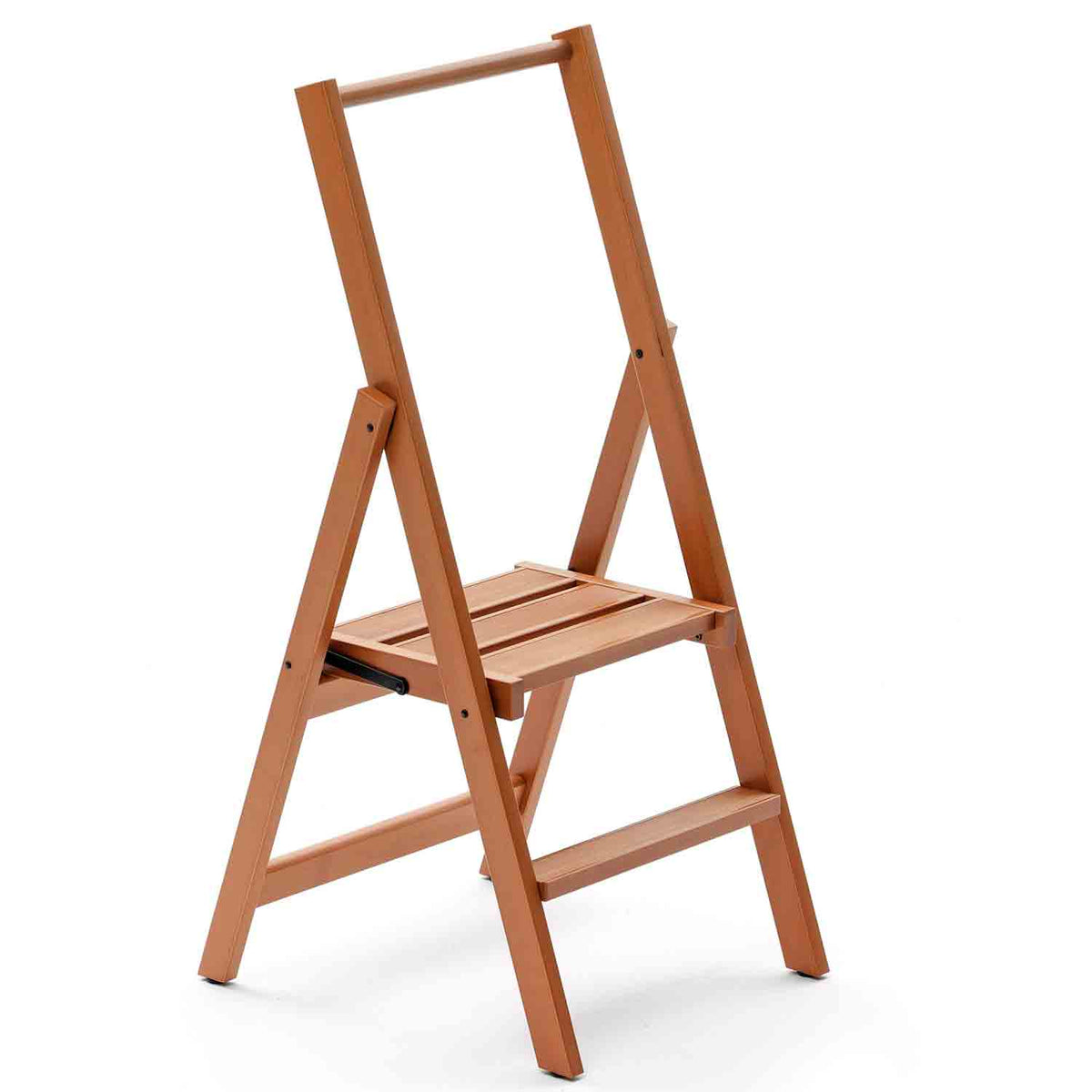 Trittleiter, Trittleiter 2 Stufen, Trittleiter Holz, Trittleiter Klappbar, rutschfeste Stufen, breite Plattform, KIMORA, 1
