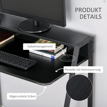 HOMCOM – Kompakter Computertisch mit Ablage und Kabeldurchlass, 84 × 45 × 85 cm, Schwarz