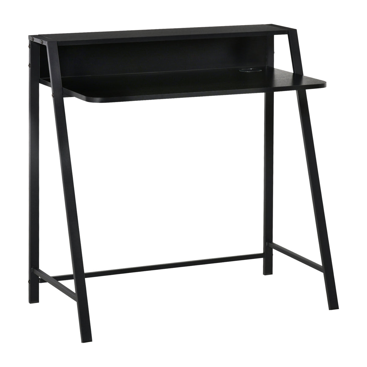 HOMCOM – Kompakter Computertisch mit Ablage und Kabeldurchlass, 84 × 45 × 85 cm, Schwarz