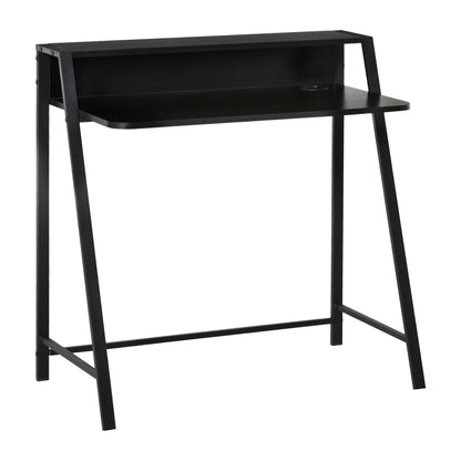 HOMCOM – Kompakter Computertisch mit Ablage und Kabeldurchlass, 84 × 45 × 85 cm, Schwarz