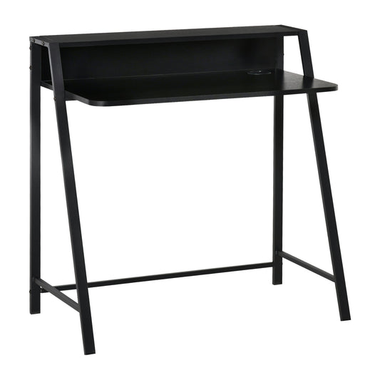 HOMCOM – Kompakter Computertisch mit Ablage und Kabeldurchlass, 84 × 45 × 85 cm, Schwarz