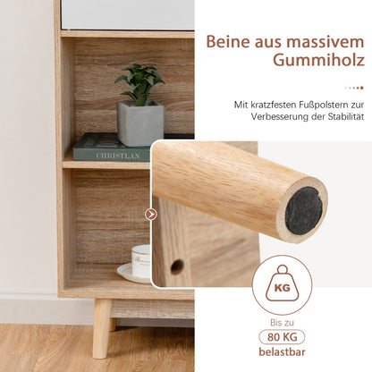 Costway - Bücherregal, Bücherregal 4-stöckiges, Bücherregal mit 2 Türen 4 offene Regale, 80 x 24 x 120 cm, Weiß 4