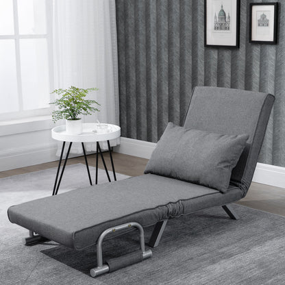 HOMCOM – 3-in-1-Schlafsessel mit 5-fach verstellbarer Rückenlehne und Armlehnen, 65 × 69 × 80 cm, Grau
