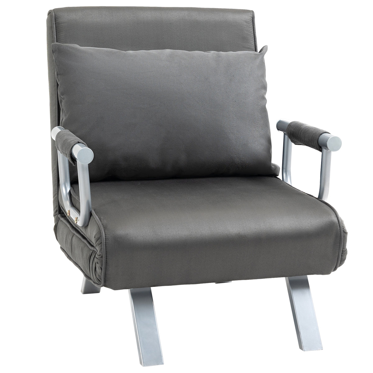HOMCOM – 3-in-1-Schlafsessel mit 5-fach verstellbarer Rückenlehne und Kissen, 65 × 69 × 80 cm, Grau