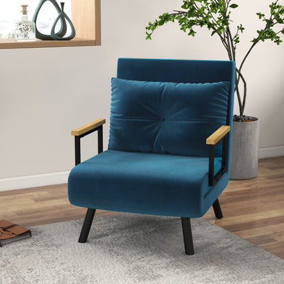 HOMCOM – Schlafsessel mit Bettfunktion, 5-fach verstellbarer Rückenlehne und Kissen, bis 120 kg, Blau