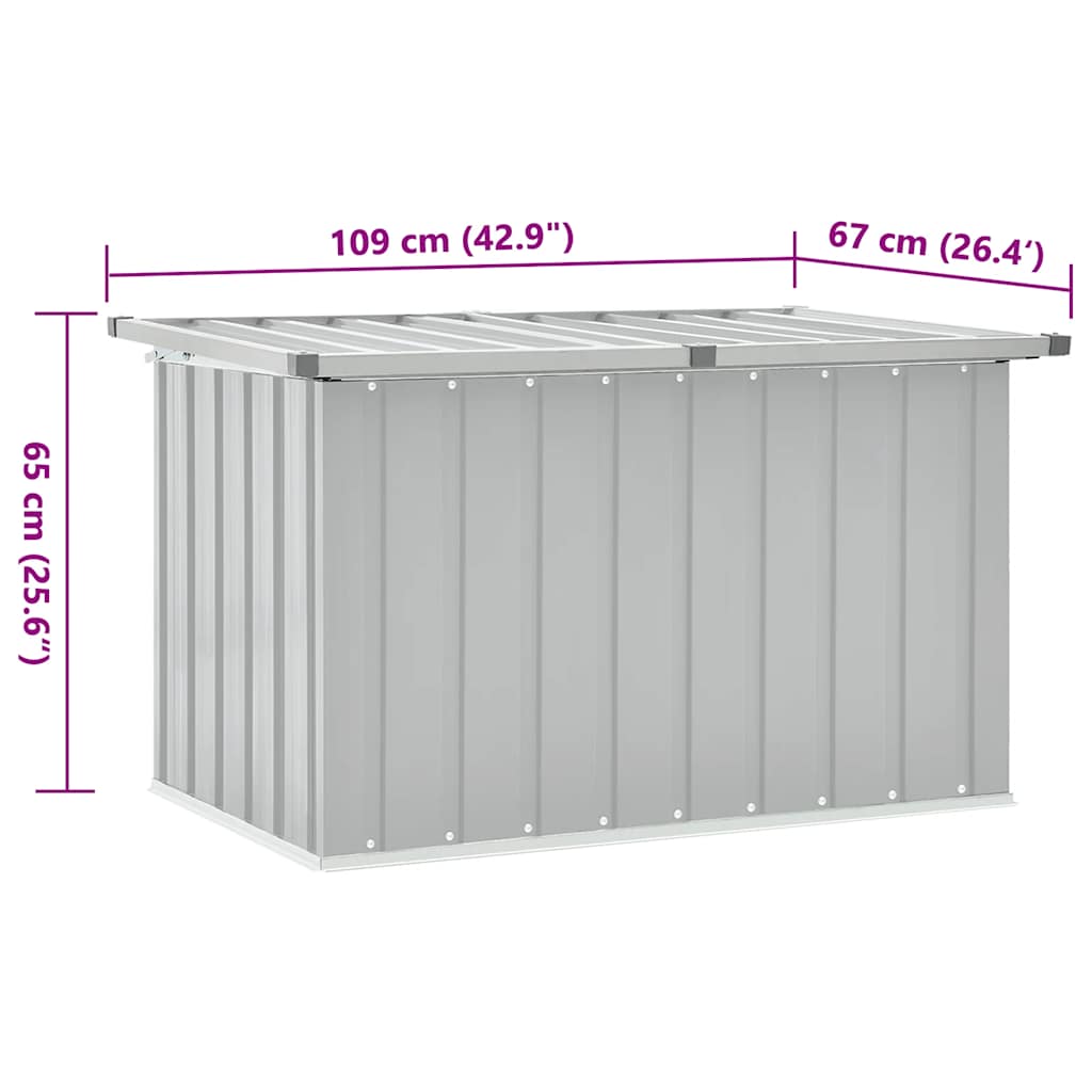 Gartenbox Metall, Gartenbox xxl, 109 x 67 x 65 cm, Aufbewahrungsbox garten, Werkzeugkasten, Verzinktem Stahl, Grau, vidaXL, 8