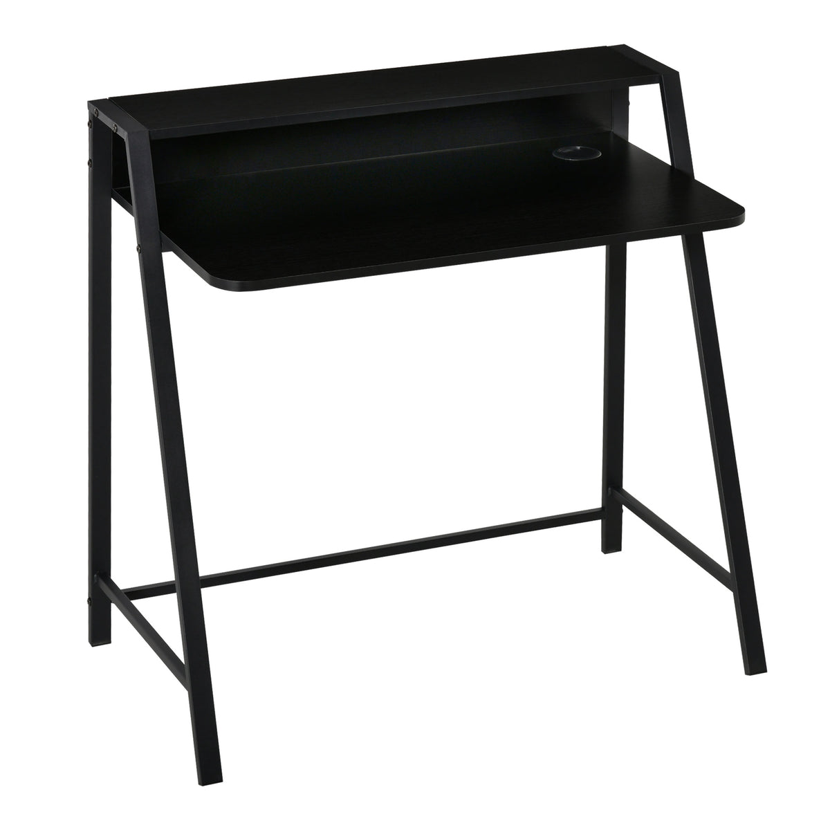 HOMCOM – Kompakter Computertisch mit Ablage und Kabeldurchlass, 84 × 45 × 85 cm, Schwarz