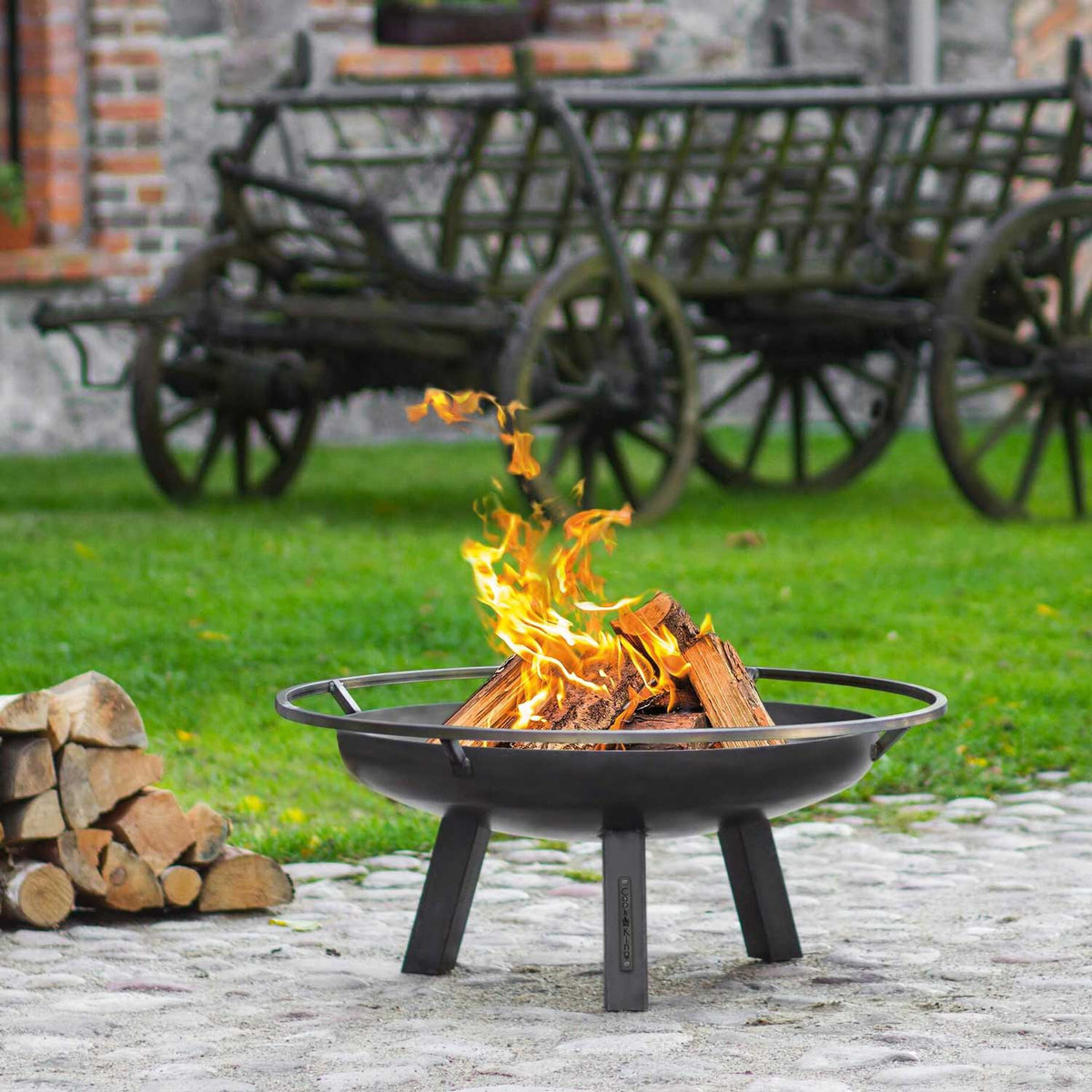 Feuerschale, Feuerschale Garten, Feuerschale 80 cm, große Feuerschale, Feuerschale Hoch, Höhe 57cm, aus Stahl, Cook King PORTO, 4