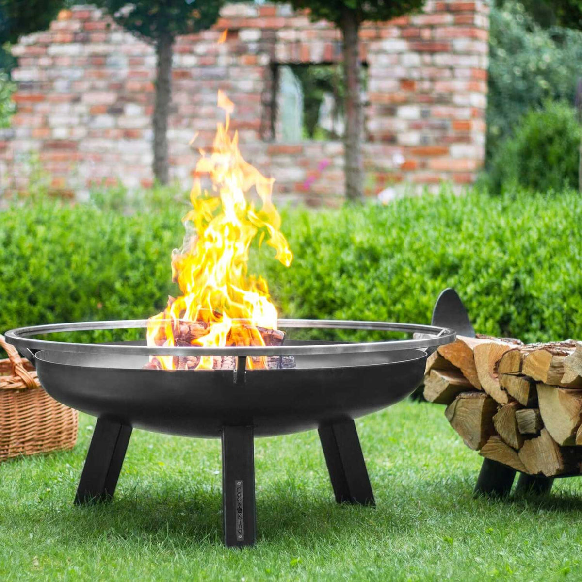 Feuerschale, Feuerschale Garten, Feuerschale 80 cm, große Feuerschale, Feuerschale Hoch, Höhe 57cm, aus Stahl, Cook King PORTO, 2