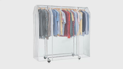 Tatkraft Denver & Safe – Schwerlast-Kleiderständer mit Schutzhülle, bis 110 kg, 2 Kleiderstangen, Falschrank Stabil auf Rollen, 129–169×55×148–172 cm