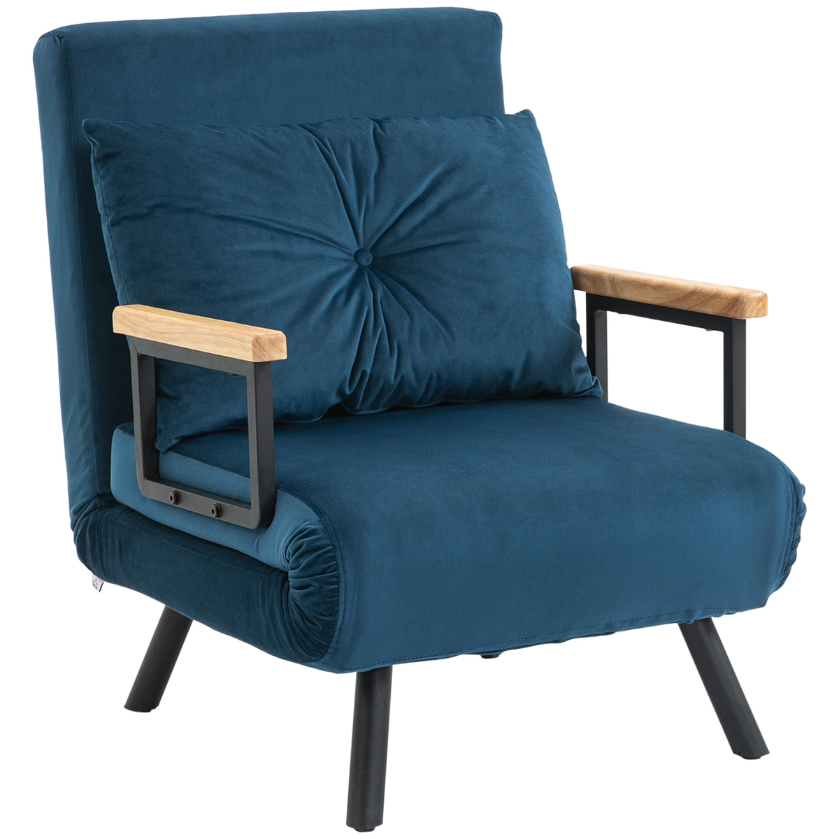 HOMCOM – Schlafsessel mit Bettfunktion, 5-fach verstellbarer Rückenlehne und Kissen, bis 120 kg, Blau