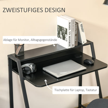 HOMCOM – Kompakter Computertisch mit Ablage und Kabeldurchlass, 84 × 45 × 85 cm, Schwarz