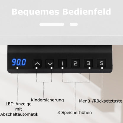 Costway - Höhenverstellbarer Schreibtisch 120 x 60 cm elektrischer Stehschreibtisch Rustikales Weiß