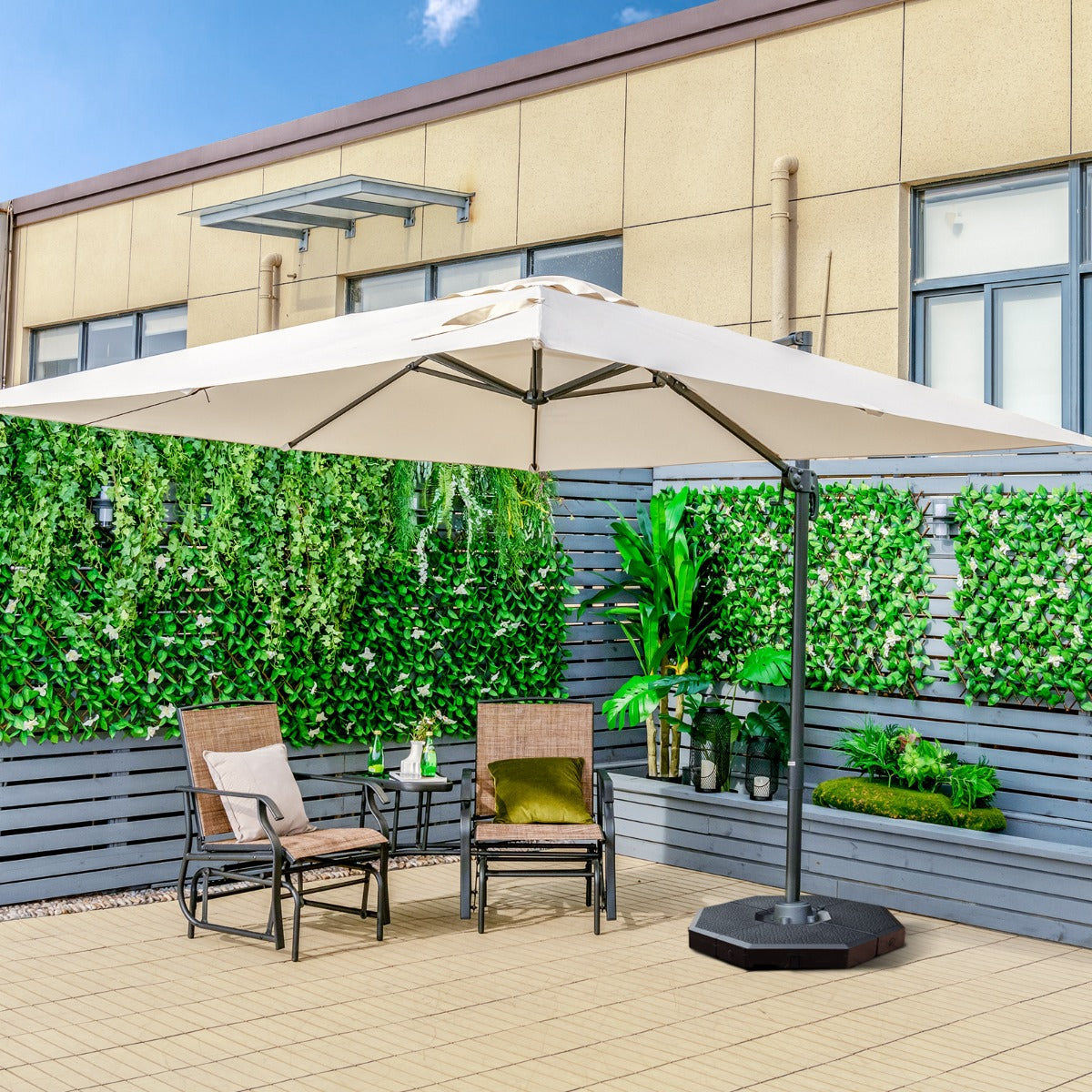 Sonnenschirm Groß, Sonnenschirm 3m, Sonnenschirm mit Ständer, Sonnenschirm balkon, Beige, Costway, 1