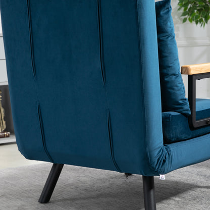 HOMCOM – Schlafsessel mit Bettfunktion, 5-fach verstellbarer Rückenlehne und Kissen, bis 120 kg, Blau