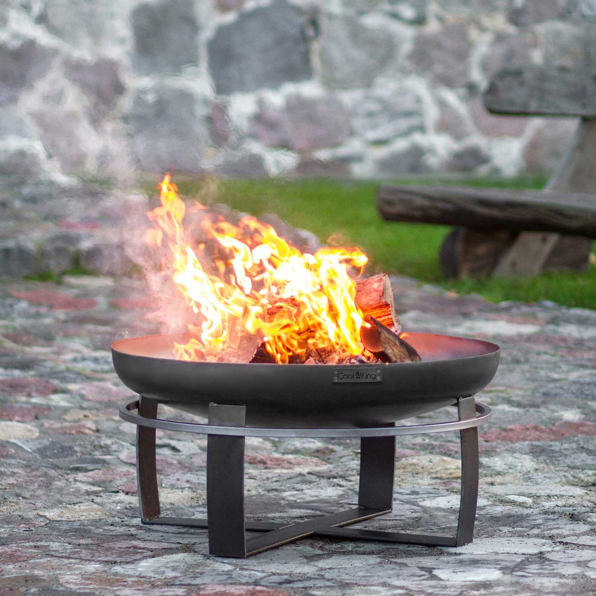 Feuerschale, Feuerschale Garten, Feuerschale 80 cm, Höhe: 36cm, aus Stahl, Cook King Viking, 15