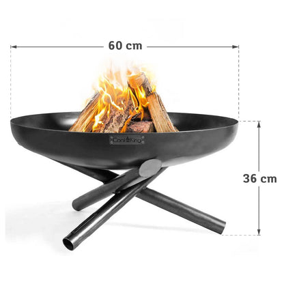 Cook King INDIANA - Feuerschale, Dia. 60 cm, Feuerschale Garten, Feuerschale groß, Große Schüssel aus dickem Stahl, mit Griffen
