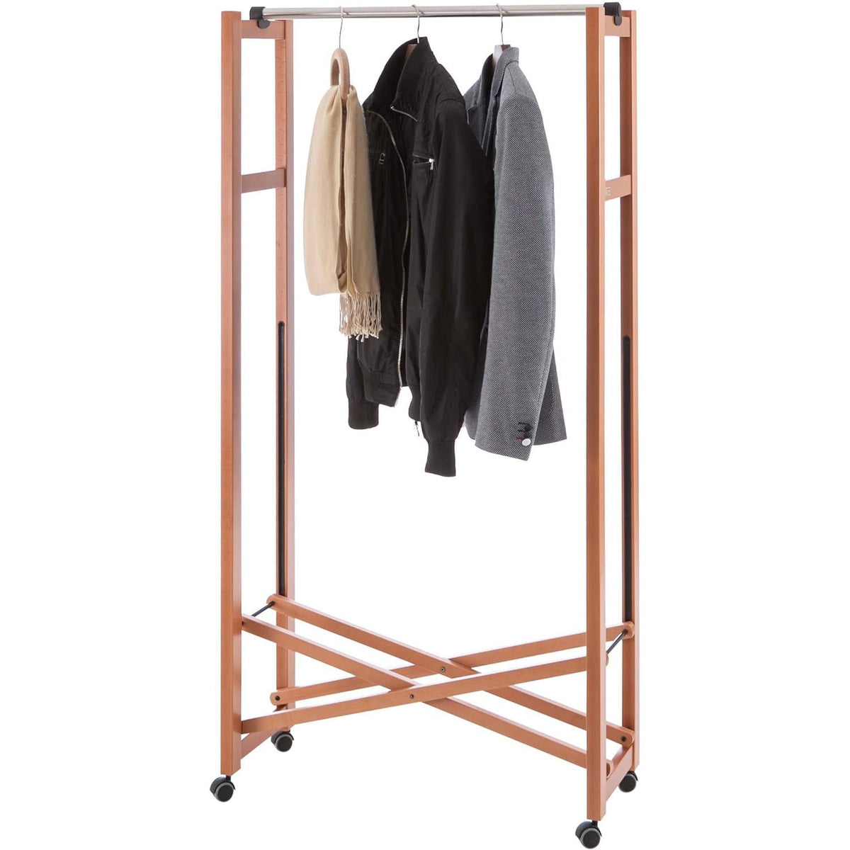Garderobe, Kleiderständer Holz, Garderobenständer Holz, Kleiderständer Klappbar, Farbe Kirsche-Finish, Arit GIULIUS, 1