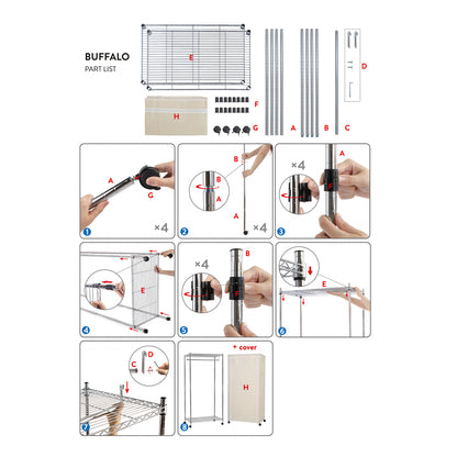 Faltschrank, Kleiderschrank, Stoffschrank, Stoffschrank Stabil, Kleiderständer mit Schutzhülle, art moon Buffalo, k